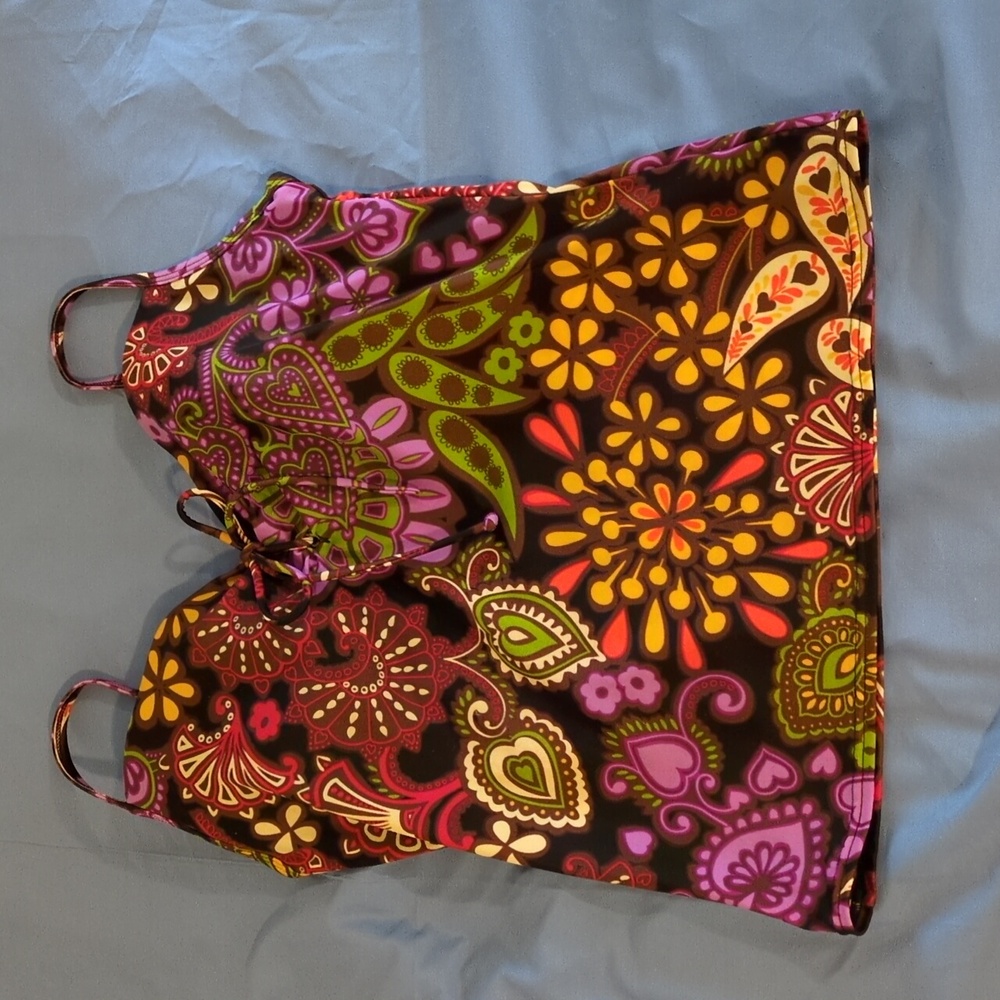 Victoria's Secret Multicolor Floral Swim Tankini 38C Purple And Brown